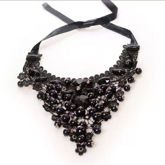 Jewelry Black Beads Lace Necklace Poshmark